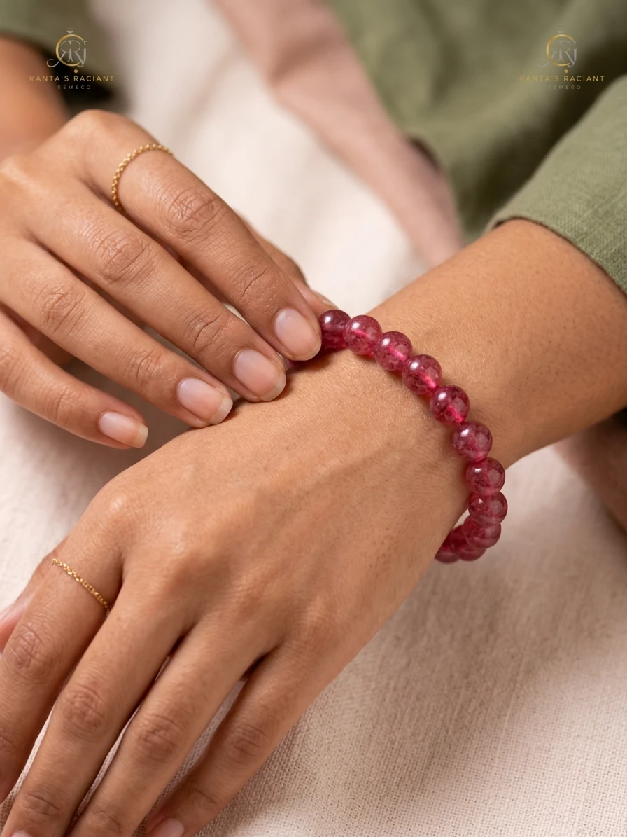 Strawberry Quartz Bracelet view 2