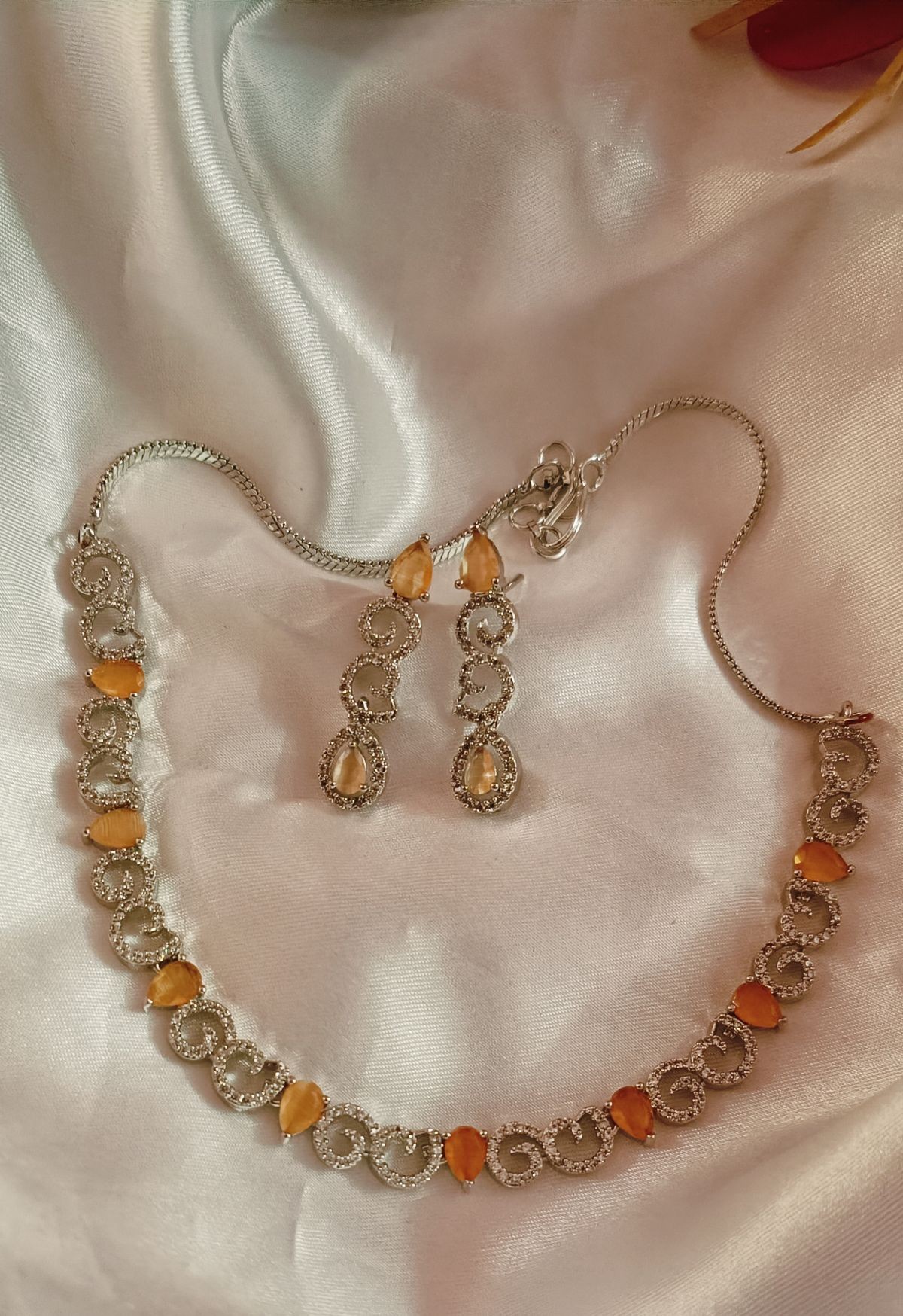 AD beautiful Orange stone Earrings