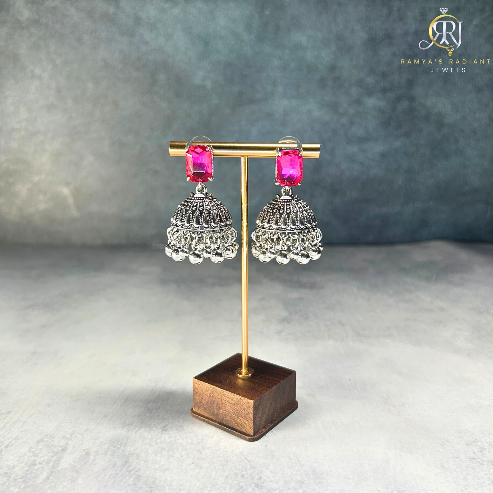 Oxidised Silver Jhumka Earrings