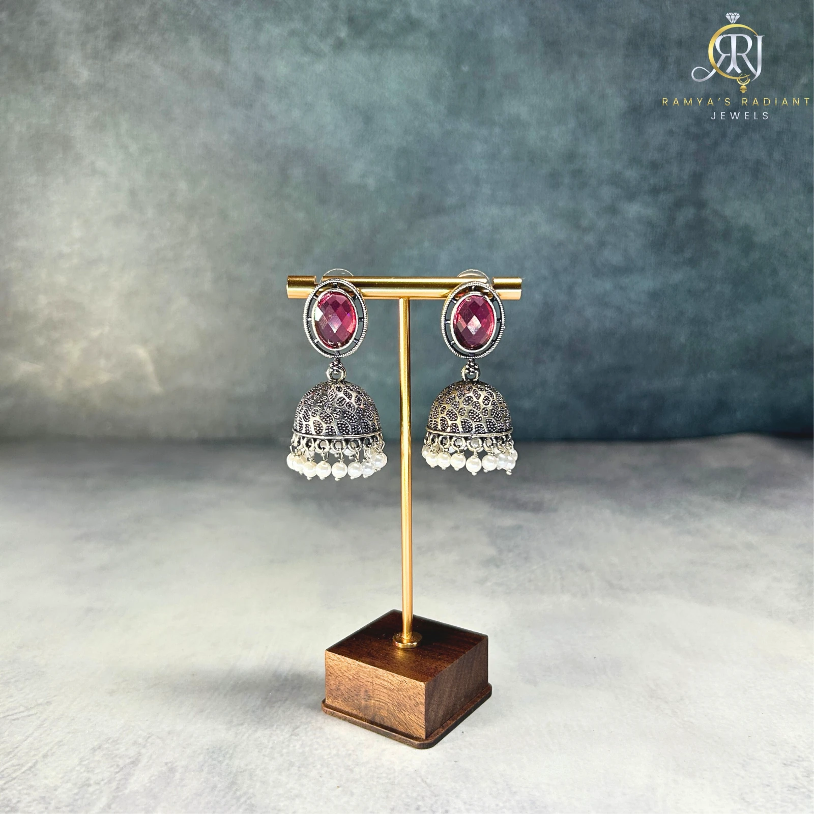 Pink Pearl Jhumka Earrings view
